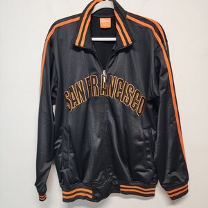 Vtg Choice Sportswear San Francisco Track Jacket Size XL Black Embroidered Retro